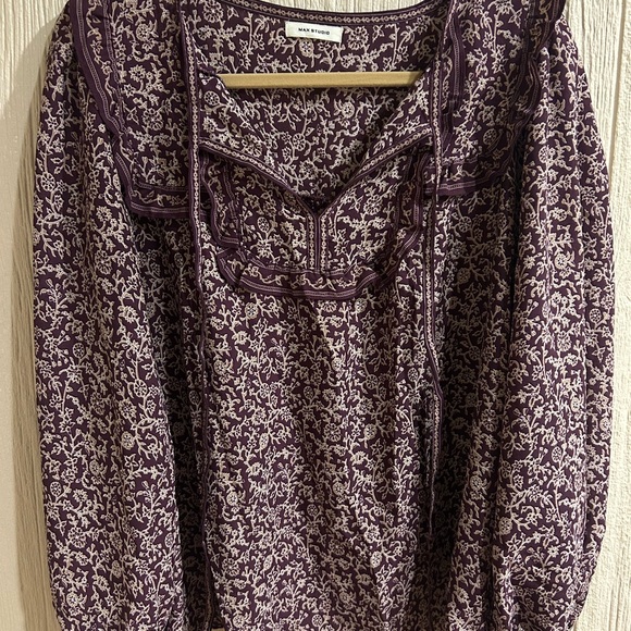 Max Studio Plum Floral Blouse - Picture 1 of 6